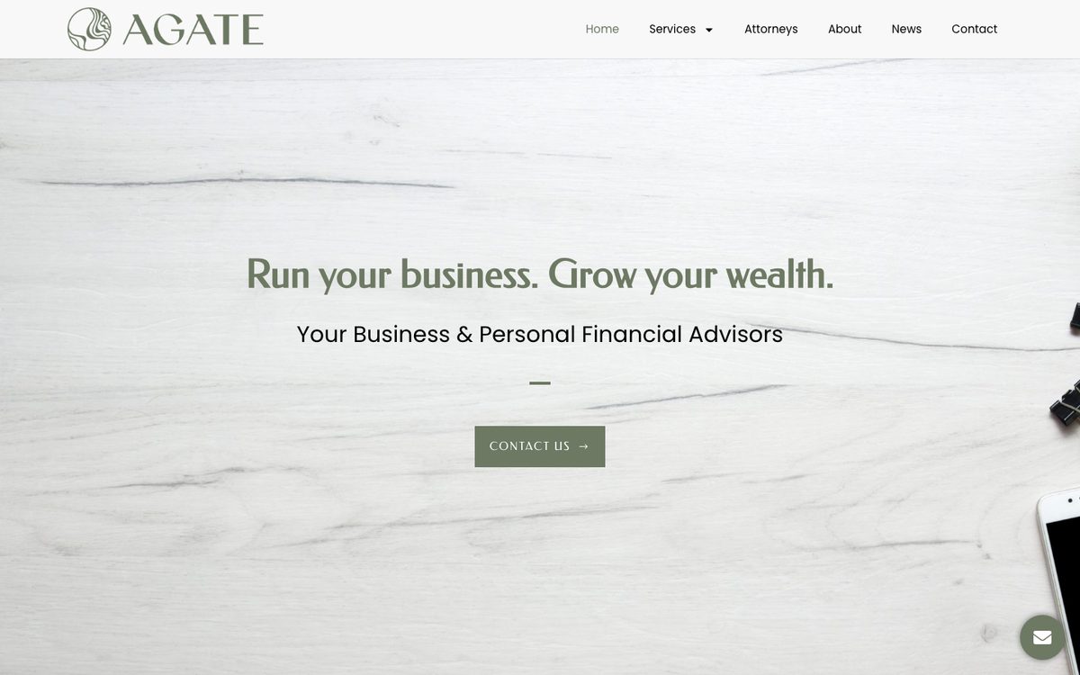 Homepage of a CPA and financial advisory firm website